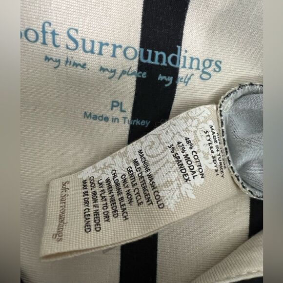 Soft Surroundings maxi dress PL beige/gray striped short sleeve casual office - Picture 5 of 6